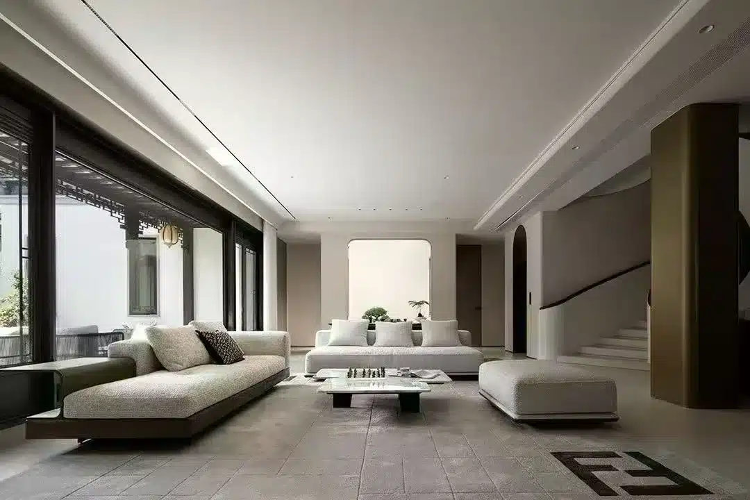 爱米高家具北京壹号院480㎡别墅大横厅沙发组合入户实景