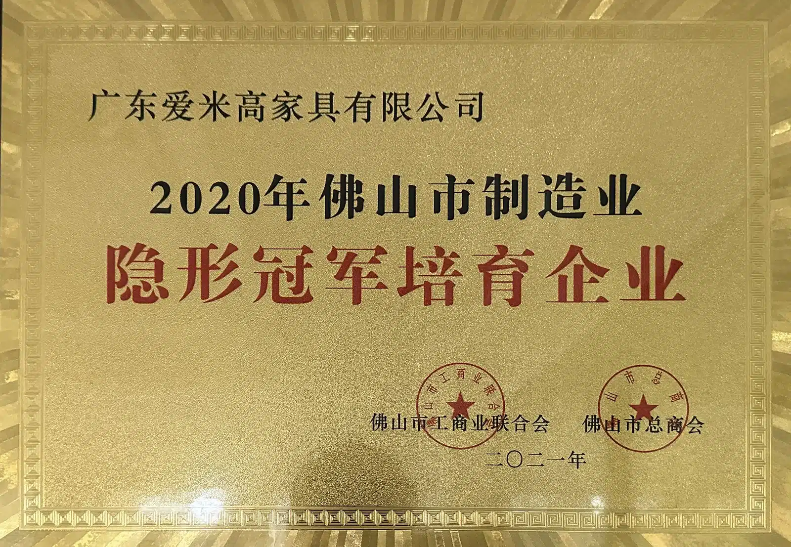 2020年佛山市制造业隐形冠军培育企业 佛山市工商业联合会